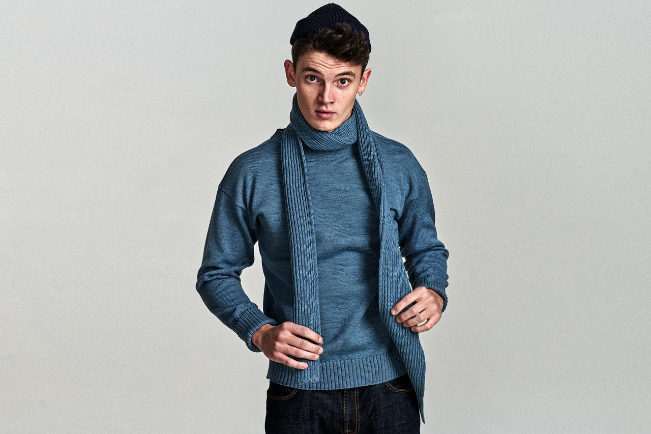 Gustau in Seaman and scarf in Light Indigo